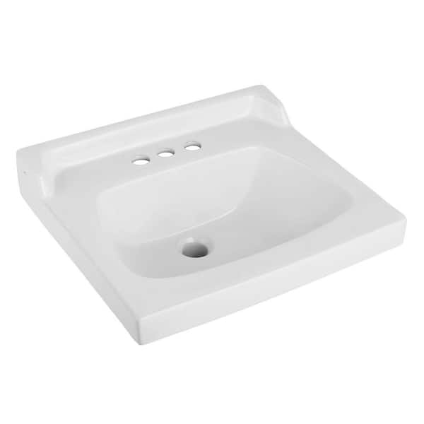 20 in. L x 18 in. W Bathroom Sink in White with Integrated Top