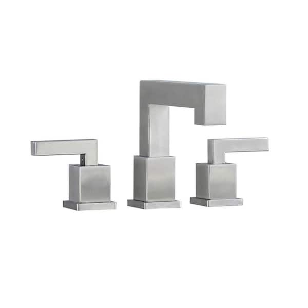 8 in. Widespread Bathroom Faucet Brushed Nickel 2-Handle Bathroom Sink Faucet 3-Hole with Supply Hose