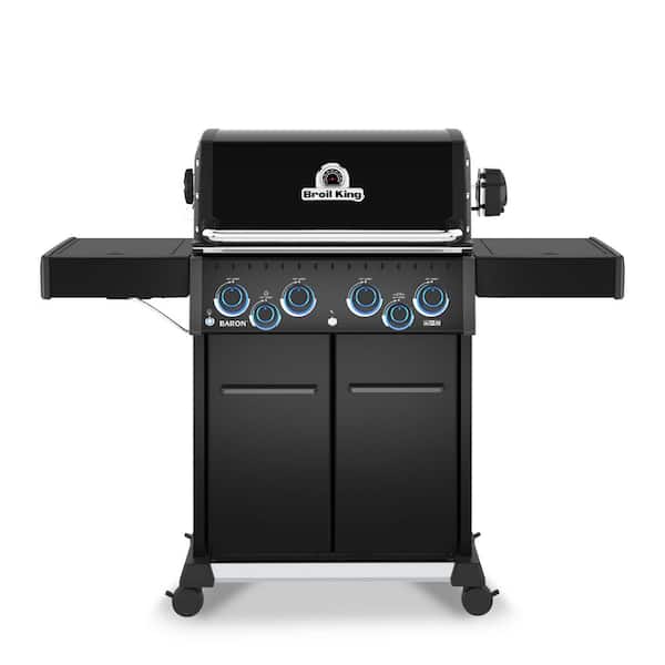 Baron 490 Pro Shadow 4-Burner Natural Gas Grill in Black with Side Burner and Rear Rotisserie Burner