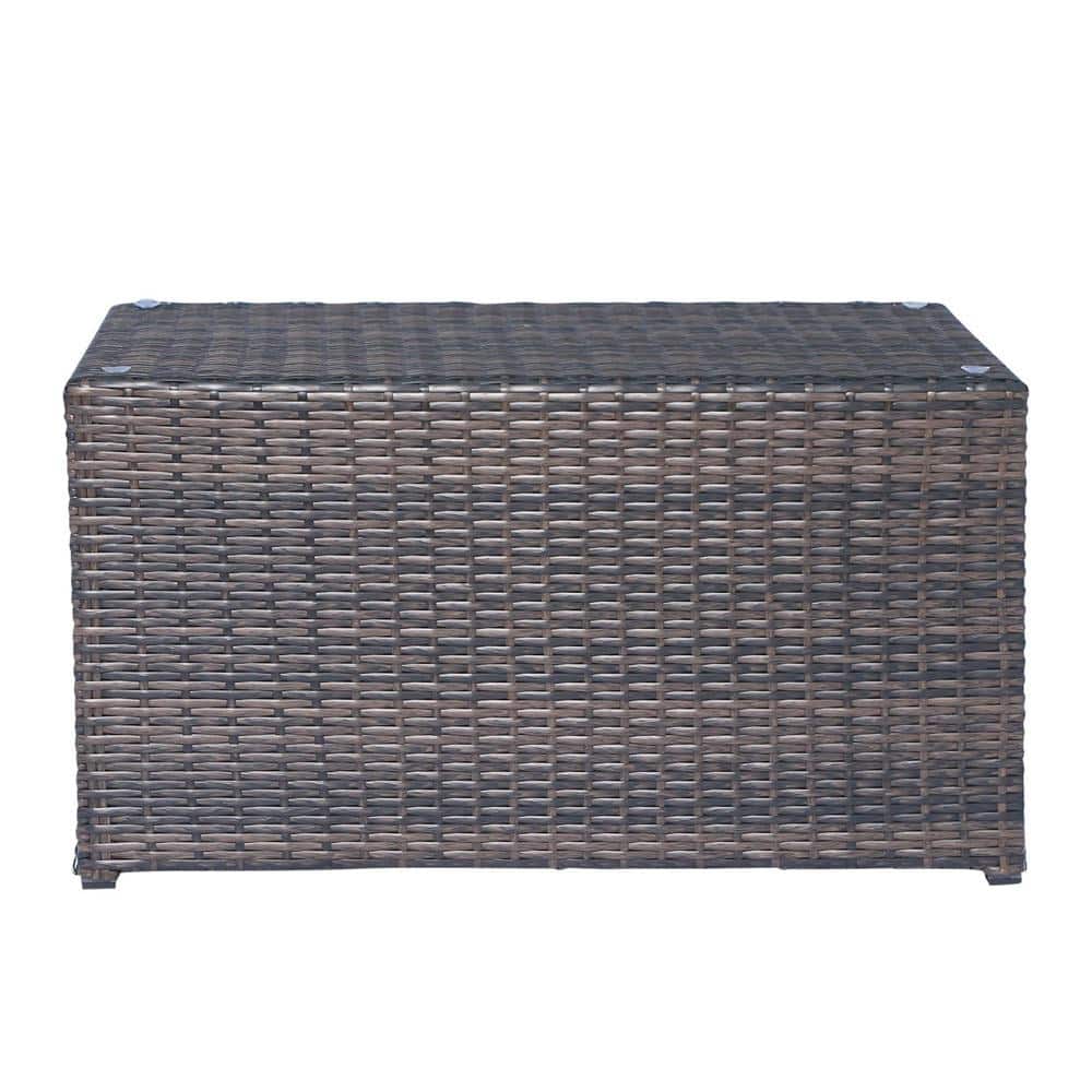 Brown Rectangle Wicker Outdoor Side Table with Glass Top price history on PriceWatchPro
