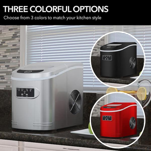 9.5 in. 27 lbs Portable Ice Maker Countertop Ice Maker Countertop Ice Machines Bullet Ice in Metallic Silver