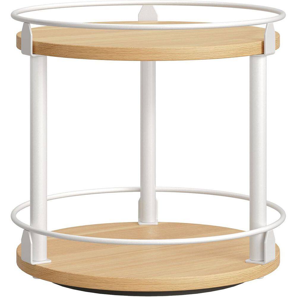 10.2 in. 2 Tier Wood Rotating Spice Rack in White and Natural price history on PriceWatchPro