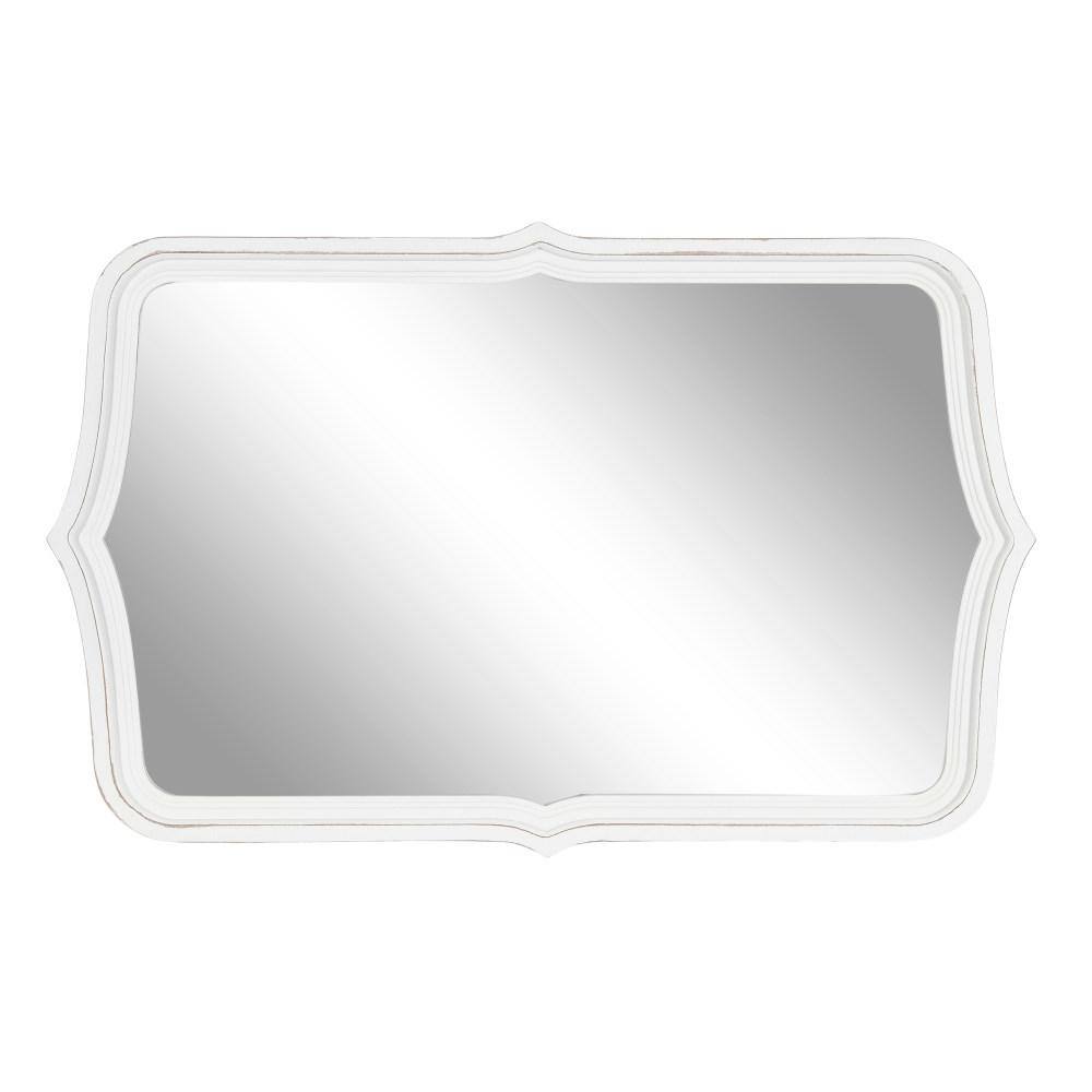 White Scalloped Rectangular Wood Wall Mirror