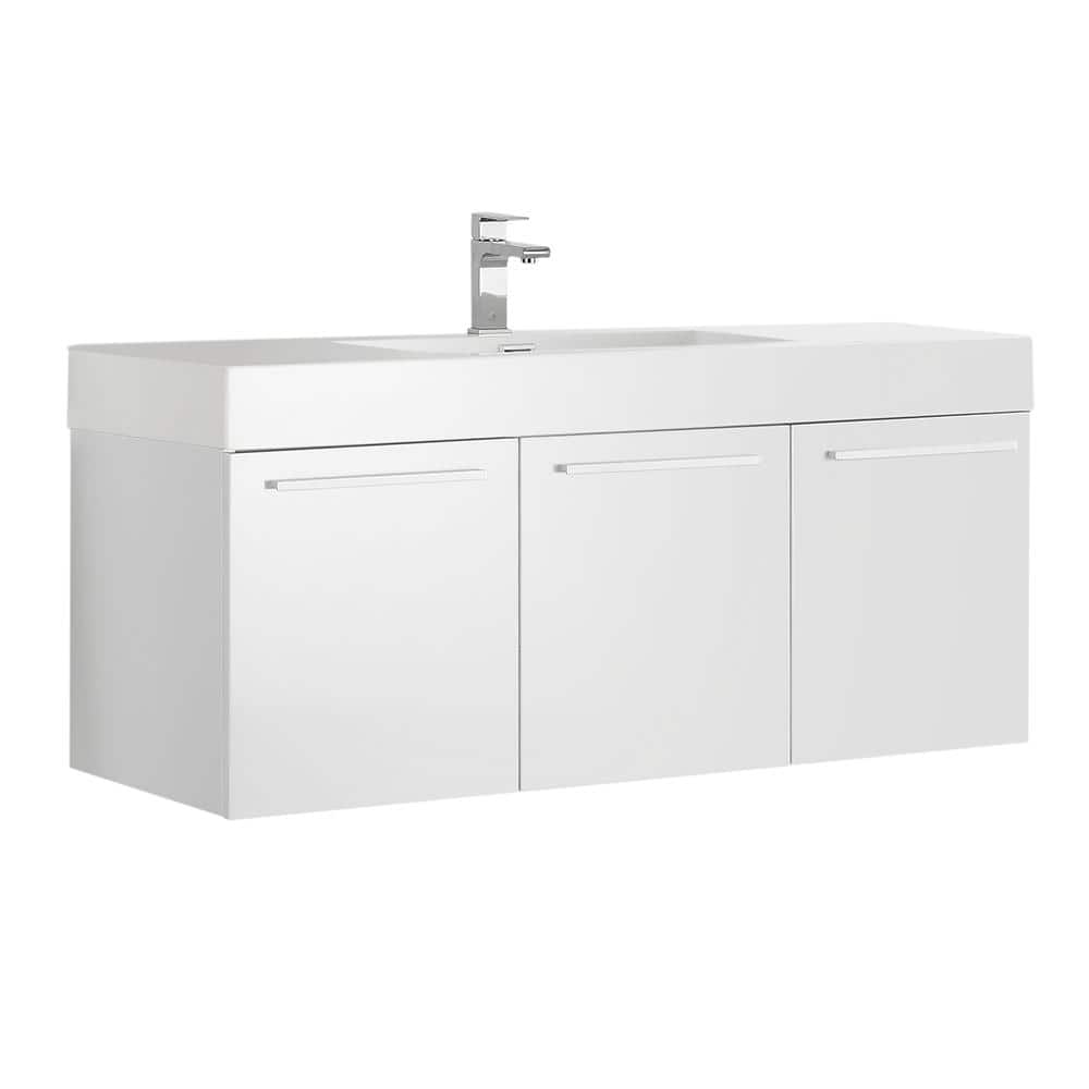 Vista 47" Glossy White Wall-Mount Bathroom Vanity