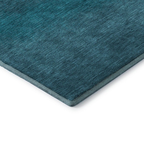 Mayfield Premium Machine Washable Abstract AMF2012 Teal 2 ft. x 7 ft. Runner Rug