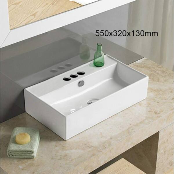 Unbranded - 21.7 in. x 12.6 in. Rectangle Ceramic Bathroom Vessel Sink in White Enamel Glaze