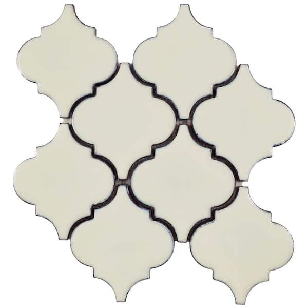 Merola Tile Essence Lantern Ivory White 10-1/2 in. x 10-1/2 in. x 9 mm Porcelain Mosaic Tile