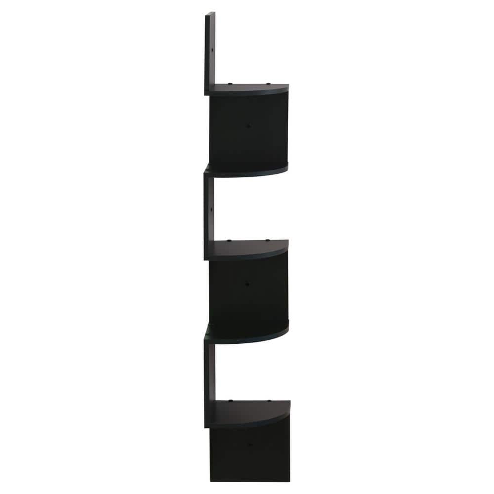 Espresso 5-Tier Floating Corner Wall Shelf