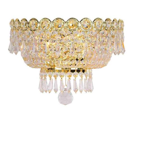 Worldwide Lighting Empire 2-Light Polished Gold Sconce with Clear Crystal