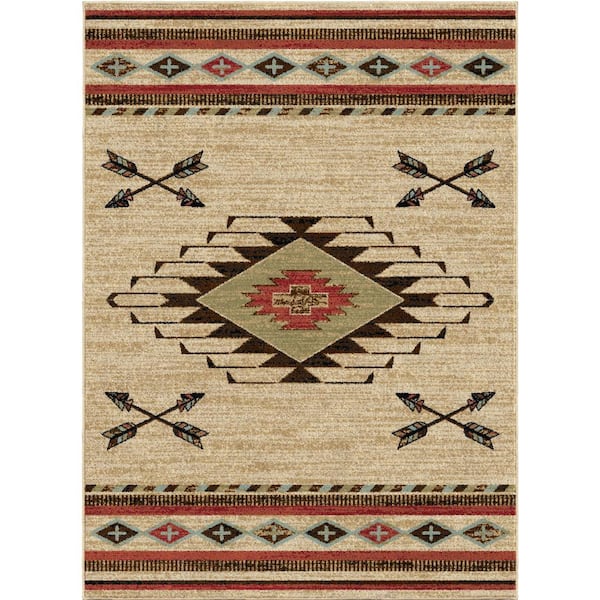 American Destination Arrowhead Multi-Colored 8 ft. x 10 ft. Antique Southwest Area Rug