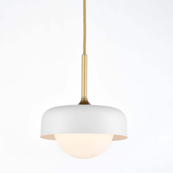 Industrial Modern Kitchen Pendant Light White Barn and Glass Shade
