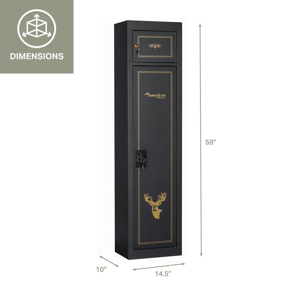 Black Metal 5-Rifle Gun Safe with Deer Decal