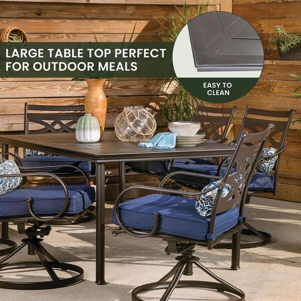 Hanover Montclair 7-Piece Steel Outdoor Dining Set with Navy