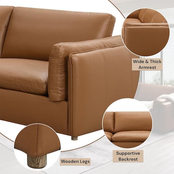 Acme Furniture Brighton 51 in. Pillow Top Arm Leather Square Sofa