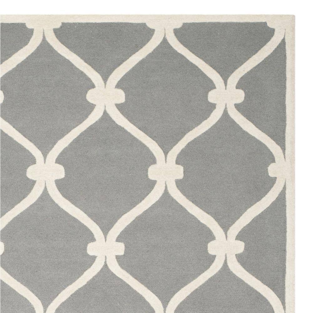 Handmade Dark Grey & Ivory Tufted Wool Rectangular Rug, 10' x 14'