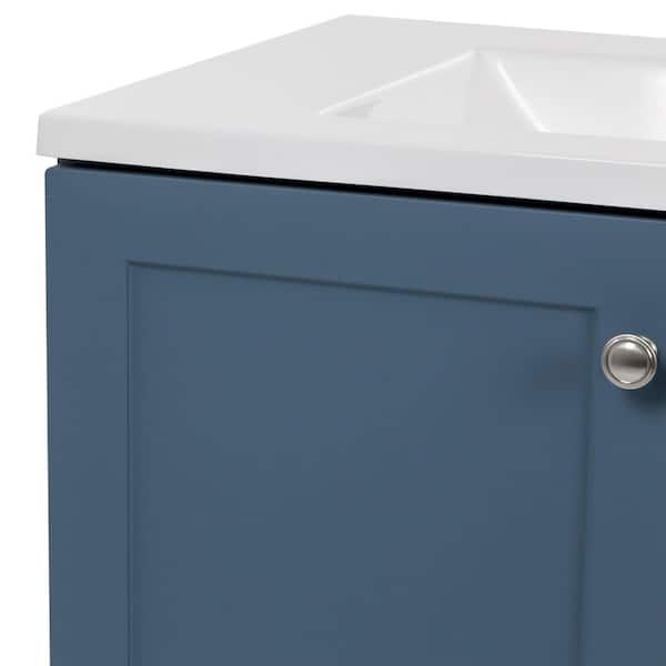 Diamond NOW Cassidy 48-in Admiral Blue Single Sink Bathroom Vanity with  White Cultured Marble Top