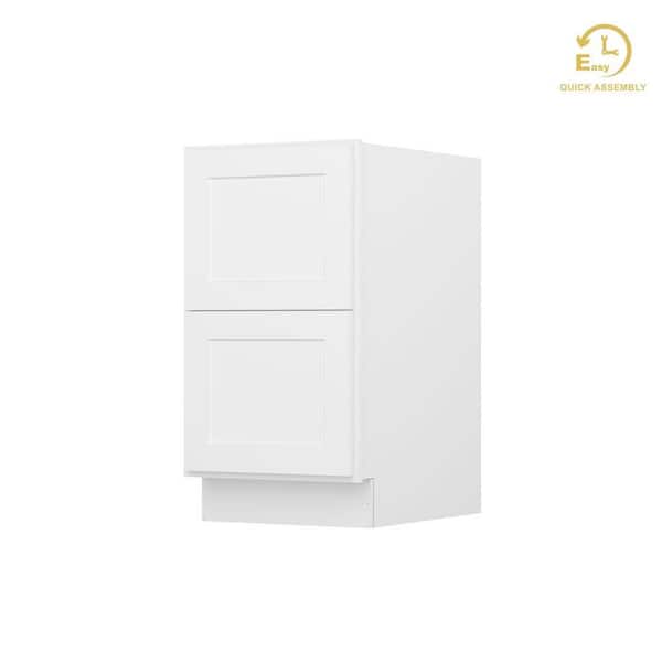 Easy DIY 18 in. W x 24 in. D x 34.5 in. H in Shaker White Ready to Assemble Drawer Base Kitchen Cabinet with 2-Drawers