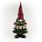 28 in. H Polyresin Christmas Tree Cheer Gnome Decoration with Color Changing LED Lights