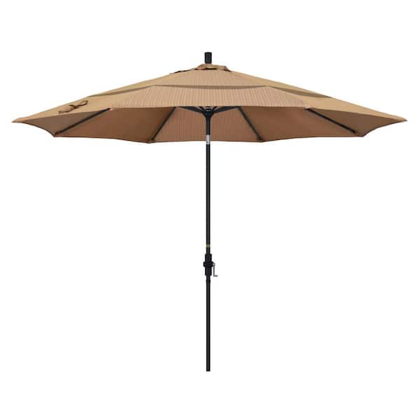 California Umbrella 11 ft. Aluminum Collar Tilt Double Vented Patio Umbrella in Terrace Sequoia Olefin