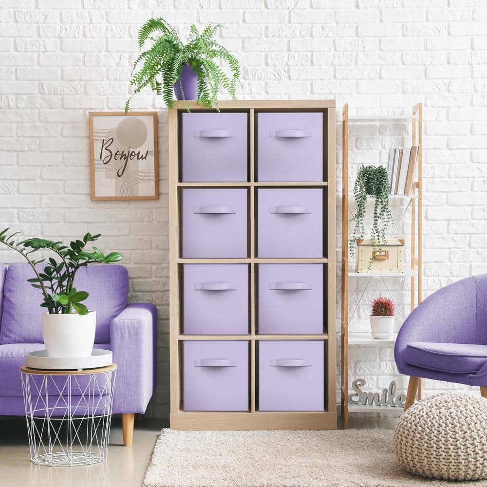 Storage Cubes with Handles, Purple 13 in. x 13 in. H Fabric Decorative Bask