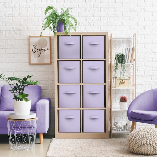 Sorbus Storage Cubes with Handles, Purple 13 in. x 13 in. H Fabric Decorative Basket Set of 8, Large Foldable Closet Organizer