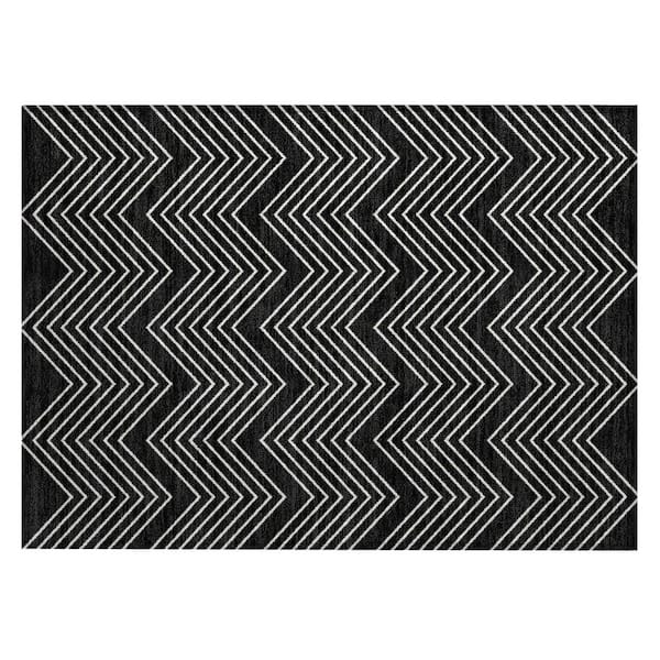 Chantille Machine Washable Indoor/Outdoor Abstract ACN2390 Black 2 ft. x 3 ft. Accent Rug