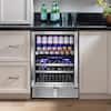 TITTLA 23.5 in. Dual Zone 27-Wine Bottles 110 Plus Cans Beverage & Wine Cooler in Silver Reversible Hinge Wine Refrigerator KMYC150-2
