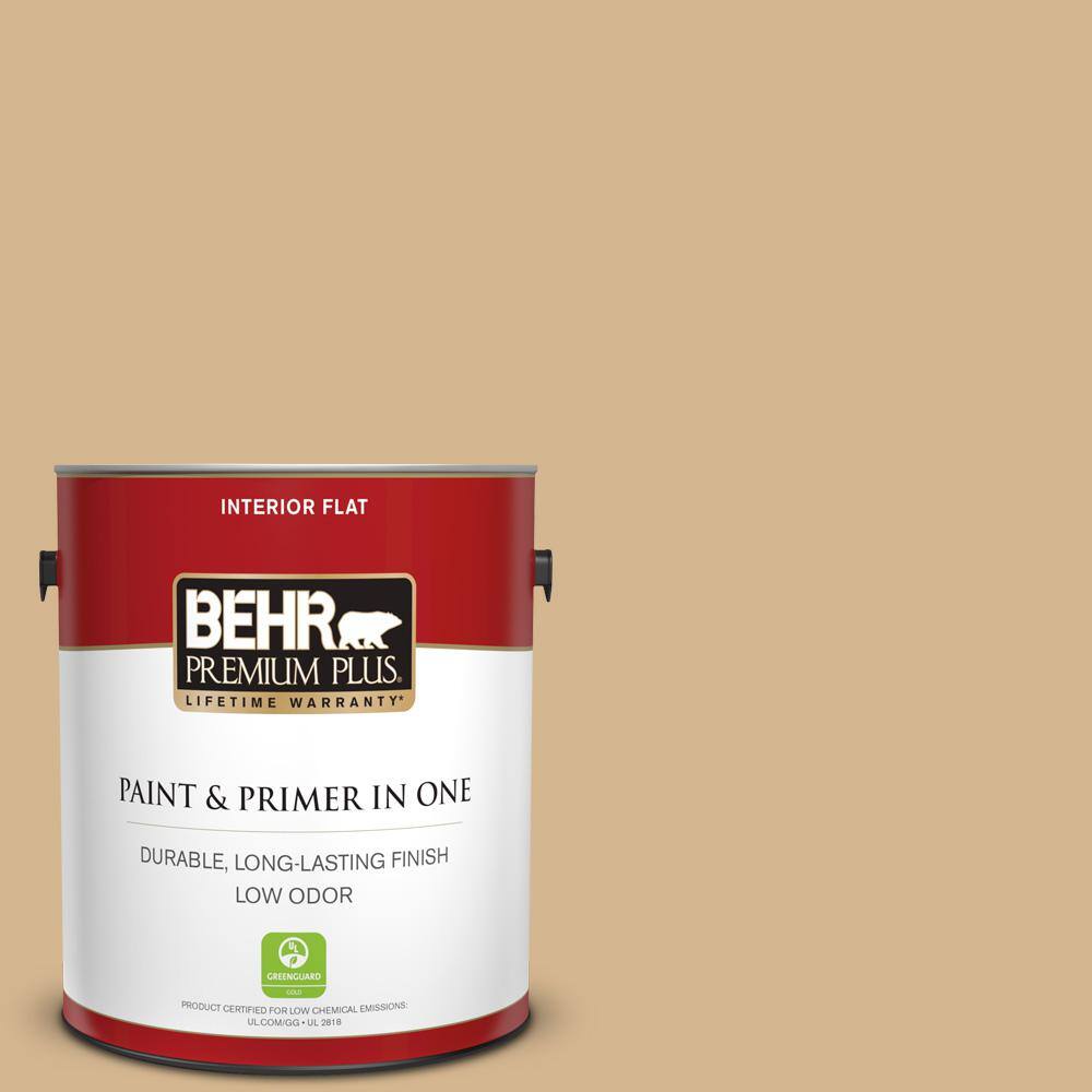 Behr Premium Plus 1 Gal 320f 4 Desert Camel Flat Low Odor Interior Paint And Primer In One 140001 The Home Depot