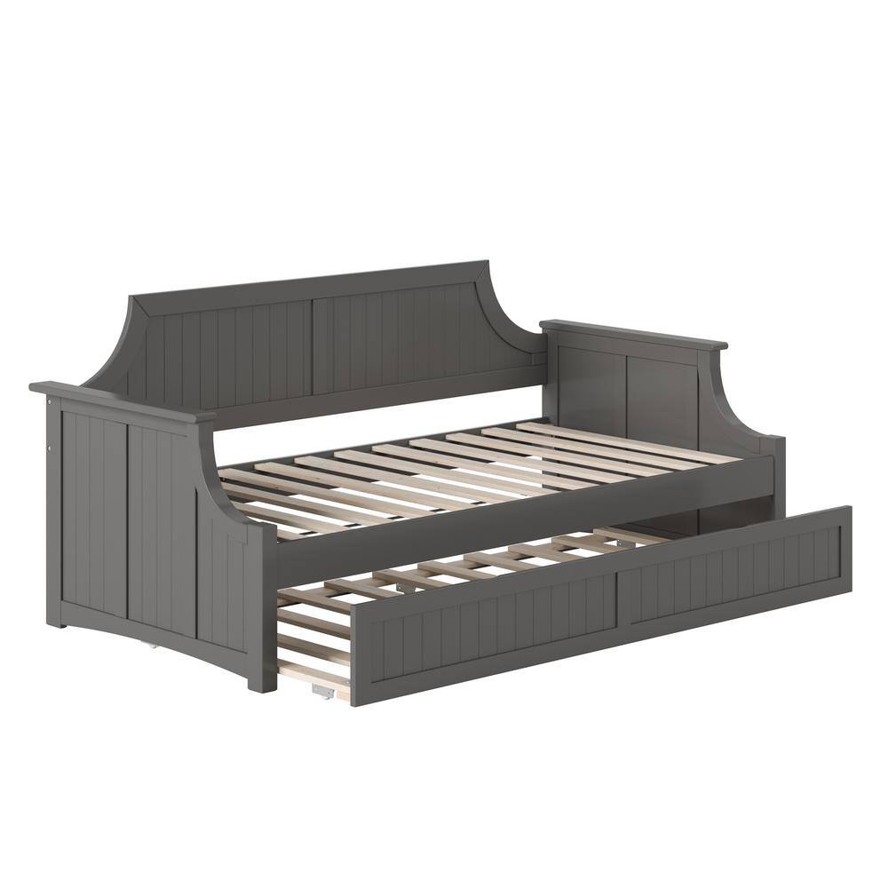 Cambridge Gray Twin Wood Daybed with Trundle and Storage