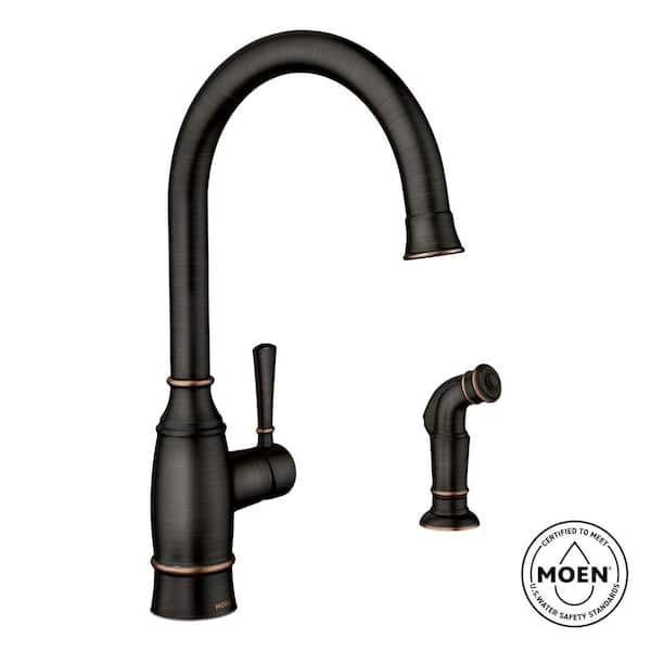 Noell Single-Handle Standard Kitchen Faucet with Side Sprayer in Mediterranean Bronze