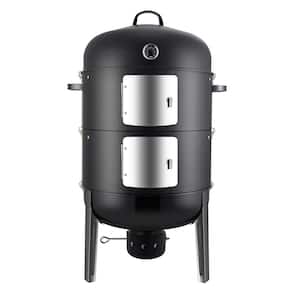 Realcook 20 in. Charcoal Smokey Mountain Cooker Smoker in Black for Outdoor Cooking Grilling