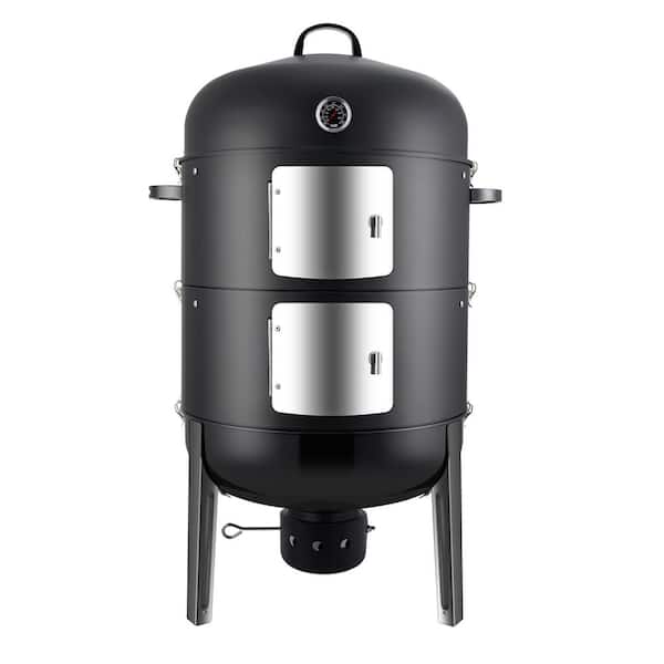 Wildaven Realcook 20 in. Charcoal Smokey Mountain Cooker Smoker in Black for Outdoor Cooking Grilling