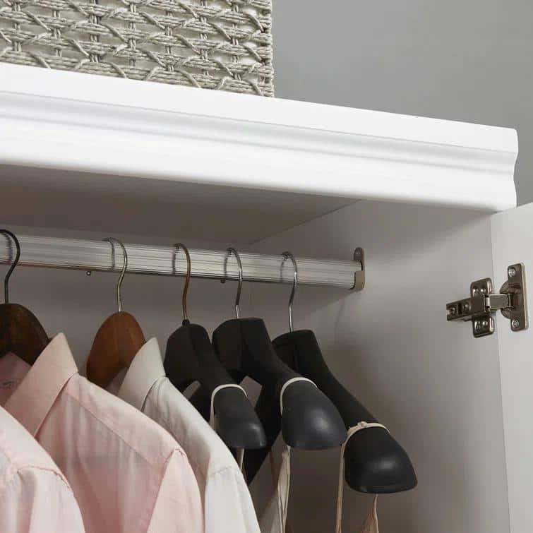 Keloyid White Wood Armoire with Drawers and Shelves