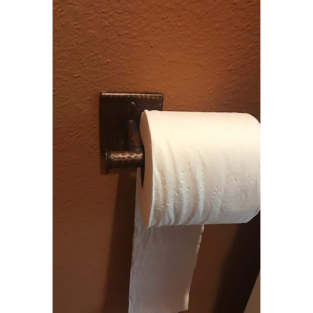 Hand Hammered Copper and Wood Oil Rubbed Bronze Toilet Paper Holder