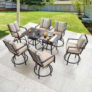 8-Piece Metal Outdoor Dining Set with Beige Cushions
