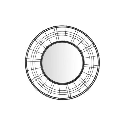 Medium Round Black Caged-Frame Classic Accent Mirror (30 in. Diameter)
