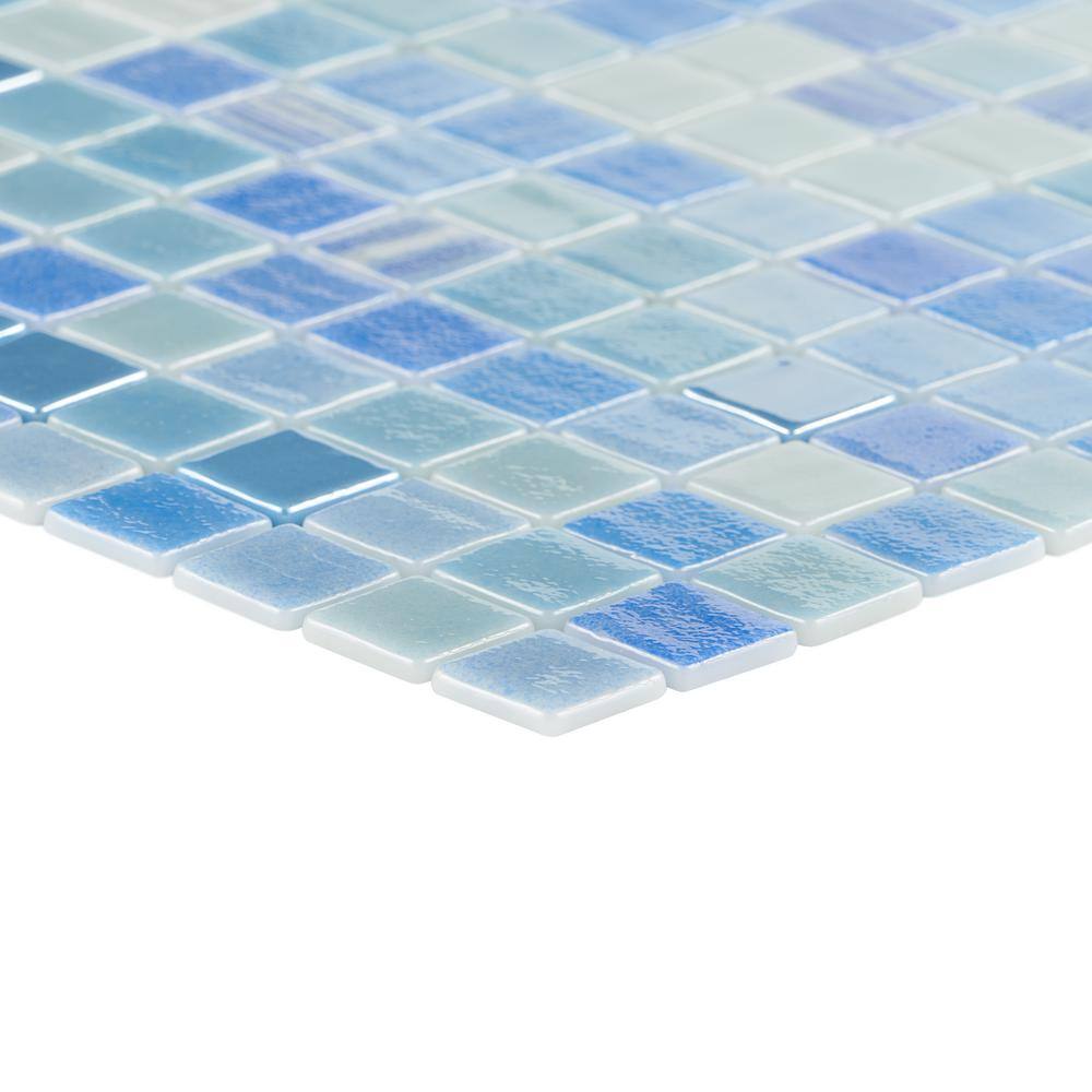 Whirlpool Blue Polished Glass Mosaic Tile Sheet