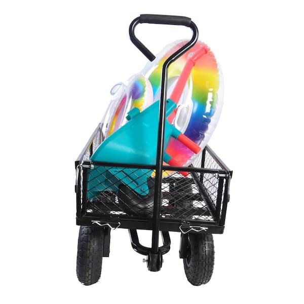 Tunearary 3.5 cu. ft. Metal Garden Cart Black