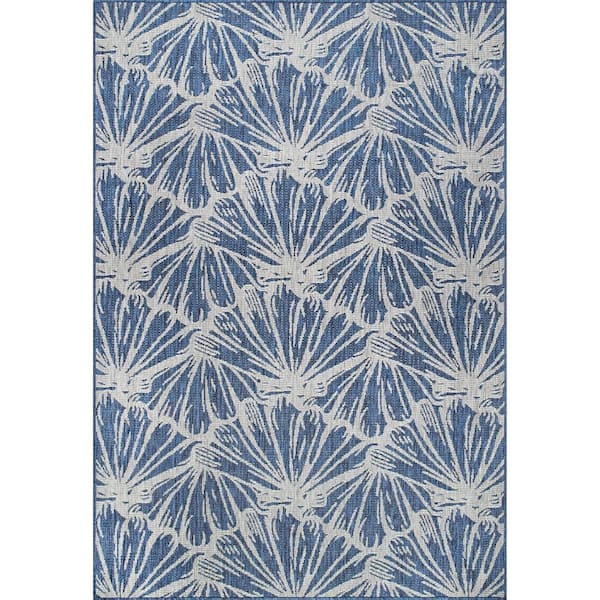 nuLOOM Onyx Seashell Blue 6 ft. 7 in. x 9 ft. Indoor/Outdoor Patio Area Rug