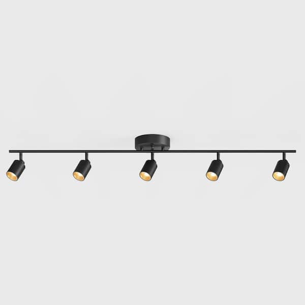Shura Black 5-Light Track Light with Rotatable Heads, Integrated LED Bulbs, 4 ft. Track Lighting Kit, 5000K, 2275 Lumens
