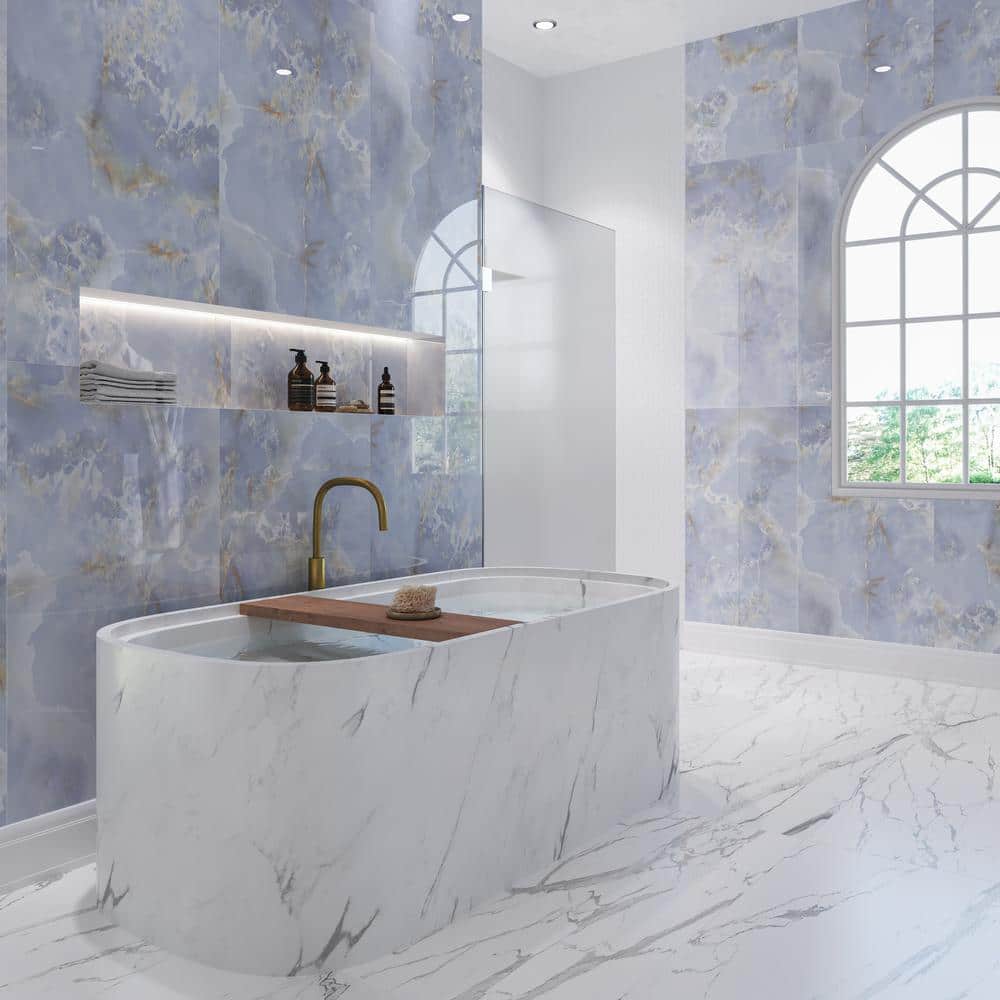 Selene Blue Onyx 24" x 48" Polished Porcelain Tile