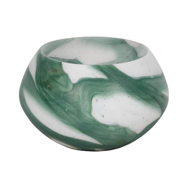 Liv & Skye 11 in. Green/Clear Glass Decorative Bowl
