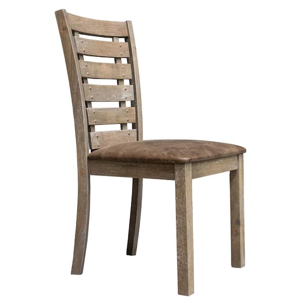 Tatayosi Set of 2 Dining Chairs Modern Farmhouse Rustic Look Distressed Design, Grayish Brown
