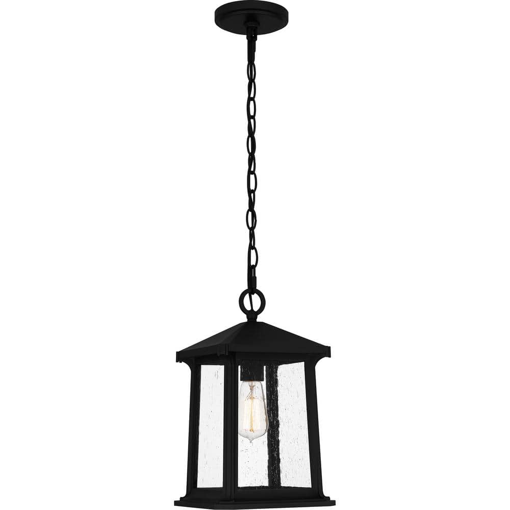 Quoizel Satterfield 1-Light Matte Black Outdoor Pendant Light