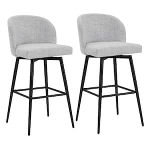 Cynthia 30 in. White Multi Color High Back Metal Swivel Bar Stool with Fabric Seat (Set of 2)