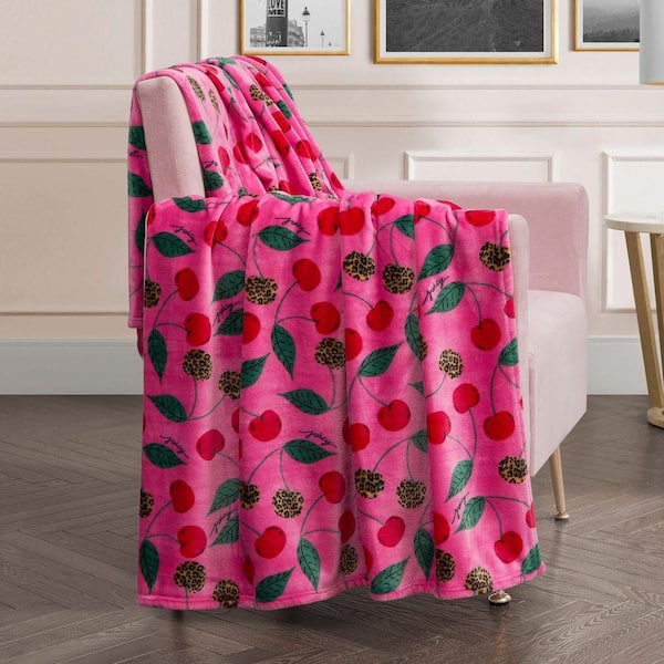 JUICY COUTURE Cheetah Cherry Bold Pink Plush 60 in. x 70 in