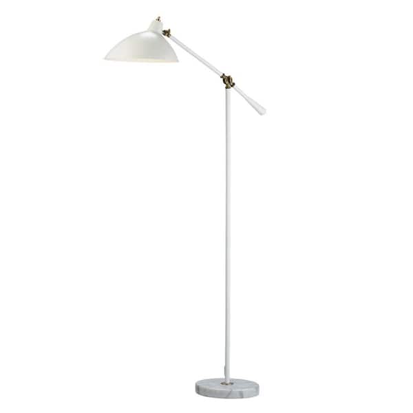 Adesso Peggy 59-1/2 in. White Floor Lamp with Marble Base