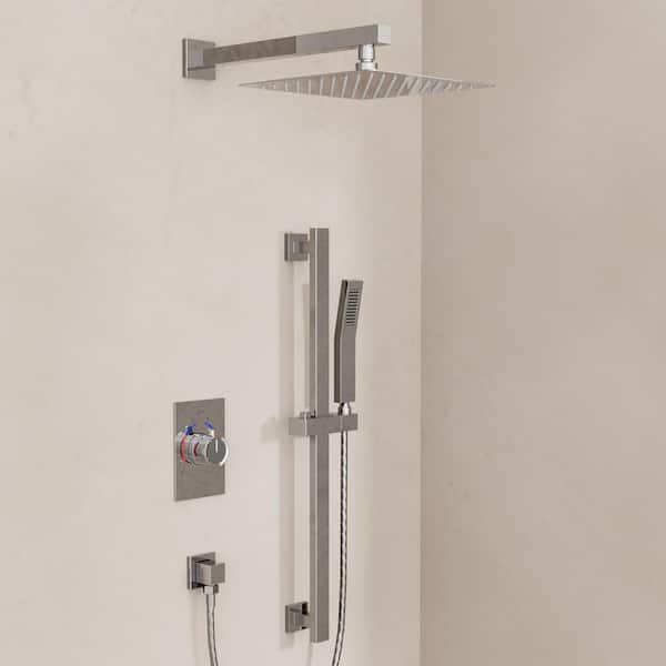 Single-Handle 2-Spray 10 in. Wall Mount Shower Faucet 2.5GPM with High Pressure in Chrome (Valve Included)