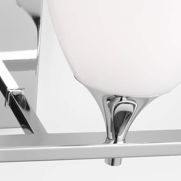 SCOTT LIVING - Toffino 36 in. W x 8.875 in. H 4-Light Chrome Bathroom Vanity Light with Milk Glass Shades