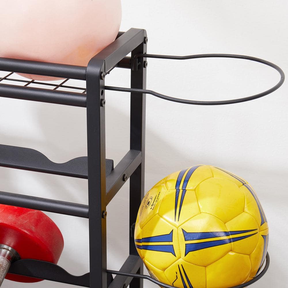 Black 4-Tier Metal Storage Organizer with Rolling Wheels